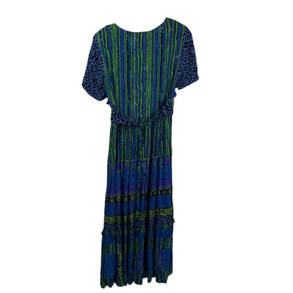 Carole Little Dress Women's Multicolor Sz 12 Short Sleeves Long Art Eclectic VTG - Picture 2 of 14